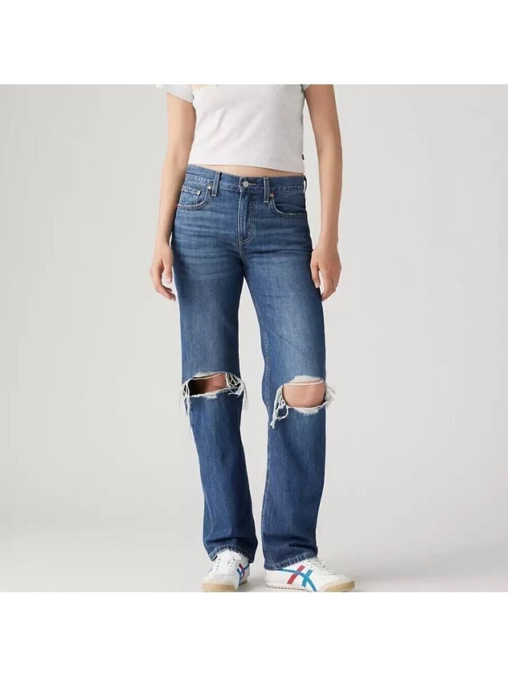 Levi's Low Pro Mid Rise Distressed Straight Jeans 29